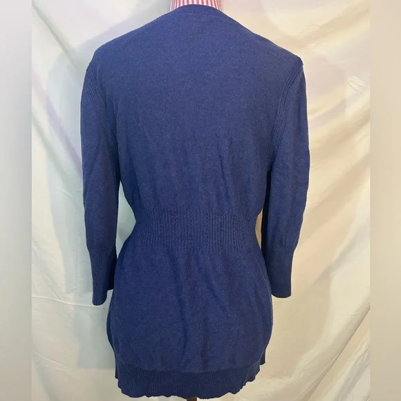 Y2K DKNY Blue Babydoll Knit Cardigan Sweater 3/4 Sleeves Lightweight Soft Sz XL - Picture 5 of 9